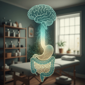 gut-brain-axis-acupuncture-insomnia-east-melbourne Clinical illustration of the Gut-Brain Axis showing the connection between digestion and sleep at Acuvia Acupuncture East Melbourne.